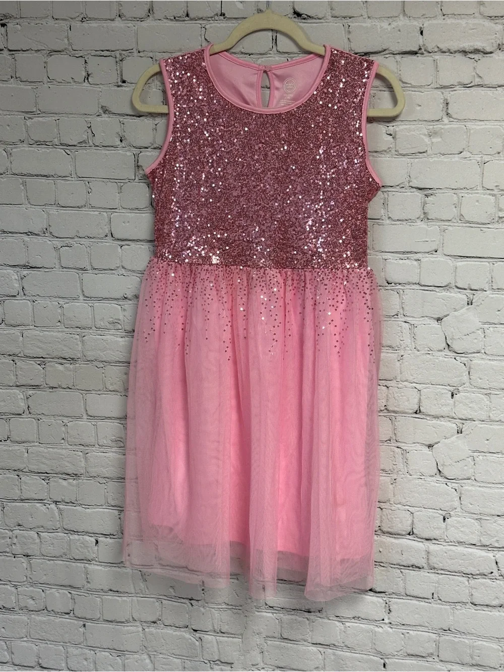 wonder nation Pink Sequin Tulle Party Dress for Girls Size XXL (18)